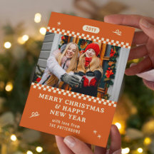 Foto de Natal da Família Laranja Retro