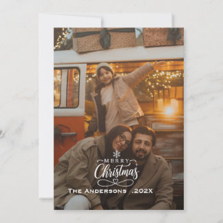 Cartão De Festividades Foto de Natal da Família Minimalista Elegante Mode