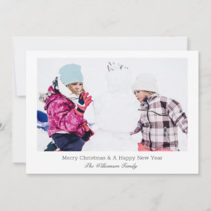 Cartão De Festividades Foto de Natal da Família Minimalista Moderna