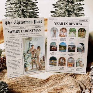 Cartão De Festividades Foto de Natal da Família no Ano em Revista do Jorn