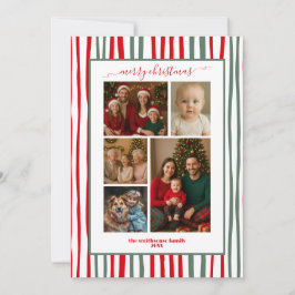 Cartão De Festividades Foto de Natal da família Stripes Feliz Natal