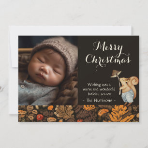 Cartão De Festividades Foto de Natal da Floresta Whimsical