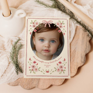 Cartão De Festividades Foto de Natal da Moldura Floral Daît
