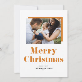 Cartão De Festividades Foto de Natal da Tipografia Festiva Laranja