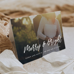 Cartão De Festividades Foto de Natal da Tipografia Moderna feliz e Brilha