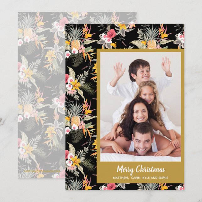 Cartão De Festividades Foto de Natal das Flores Tropicais (Frente/Verso)