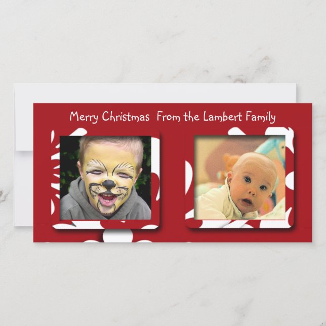 Cartão De Festividades Foto de Natal das Flores Vermelhas Grandes (Frente)