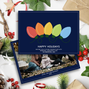 Cartão De Festividades Foto de Natal das Luzes Gráficas Modernas