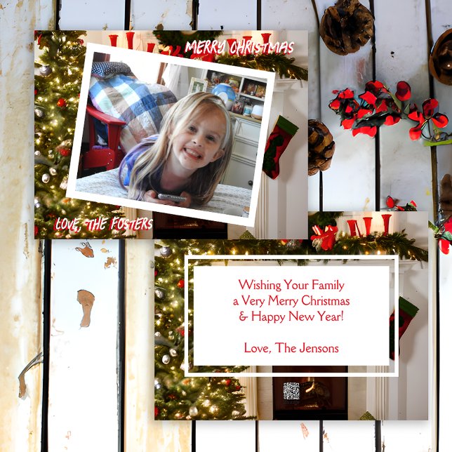 Cartão De Festividades Foto de Natal de árvore e meia (Criador carregado)