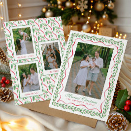 Cartão De Festividades Foto de Natal de Azevinho em Aquarela