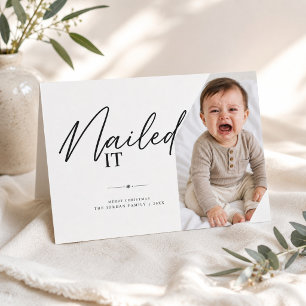 Cartão De Festividades Foto de Natal de Bebê Chorando Engraçado com Letre