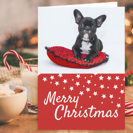 Cartão De Festividades Foto de Natal de Buldogue Francês Personalizada