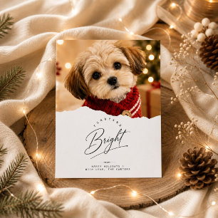 Cartão De Festividades Foto de Natal de Cachorrinho com Borda Rasgada Fof