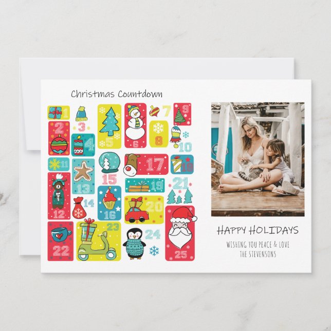 Cartão De Festividades Foto de Natal de Calendário Avançado (Frente)