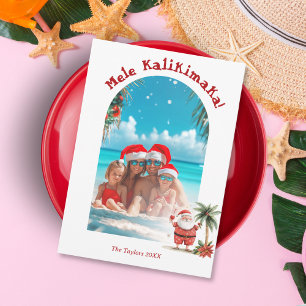 Cartão De Festividades Foto de Natal de Cute Beach Hawaii Mele Kalikimaka