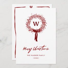 Cartão De Festividades Foto de Natal de Desenho de Mão Whimsical