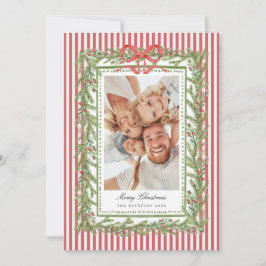 Cartão De Festividades Foto de Natal de Família com Laço Costeiro Elegant