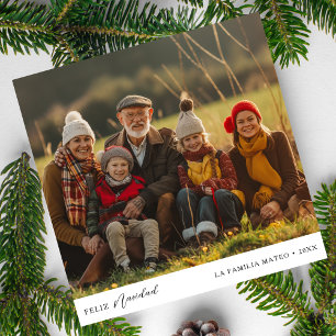 Cartão De Festividades Foto de Natal de Feliz Navidad, um Script Branco P