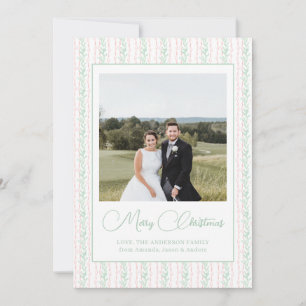 Cartão De Festividades Foto de Natal de Garland, Arco Rosa Watercolor