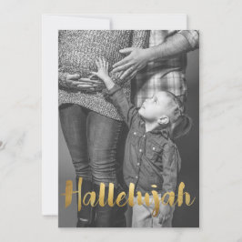 Cartão De Festividades Foto de Natal de Gold Foil Hallelujah