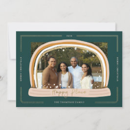 Cartão De Festividades Foto de Natal de Happy Place Modern Snow Globe