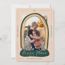 Cartão De Festividades Foto de Natal de Happy Place Modern Snow Globe