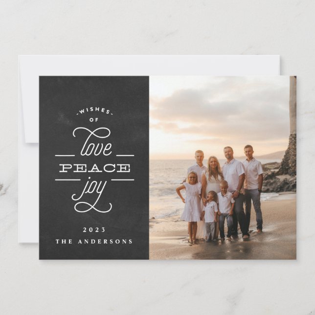 Cartão De Festividades Foto de Natal de Joy Chalk, amor à paz religiosa (Frente)