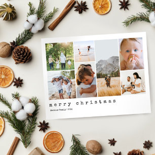 Cartão De Festividades Foto de Natal de Máquina de Máquina Mínima e Simpl