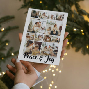 Cartão De Festividades Foto de Natal de Paz e Joy Personalizada