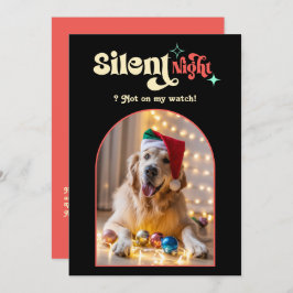 Cartão De Festividades Foto de Natal de Pet Dog, Retrô Engraçado de Pop T
