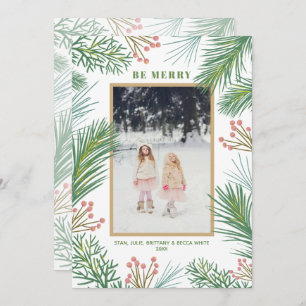 Cartão De Festividades Foto de Natal de Pines Berries