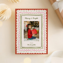 Cartão De Festividades Foto de Natal de Quadros Desenhados à Mão