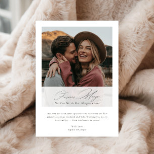 Cartão De Festividades Foto de Natal de Recém-Casados Elegante para Sempr
