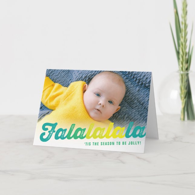 Cartão De Festividades Foto de Natal divertida do Limão Falalalala Ombre  (Frente)
