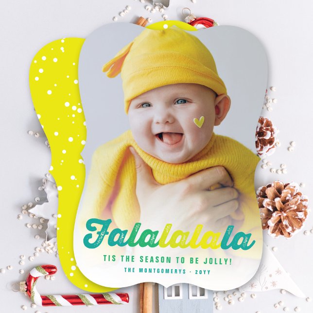 Cartão De Festividades Foto de Natal divertida do Limão Falalalala Ombre  (Criador carregado)