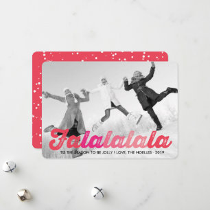 Cartão De Festividades Foto de Natal divertida do Script de Ombre Rosa Fa