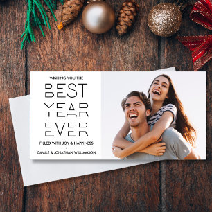 Cartão De Festividades Foto de Natal do Ano Novo Moderno - Melhor Ano