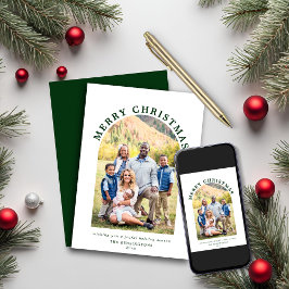 Cartão De Festividades Foto de Natal do Arch Verde Moderno