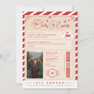 Cartão De Festividades Foto de Natal do Bilhete de Comboio Expresso do Po