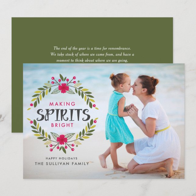 Cartão De Festividades Foto de Natal do Bright Wreath do fazer (Frente/Verso)