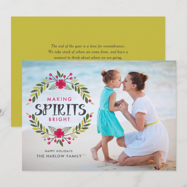 Cartão De Festividades Foto de Natal do Bright Wreath do fazer (Frente/Verso)