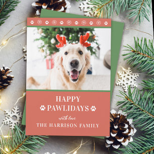 Cartão De Festividades Foto de Natal do Cachorro Feliz Pawlidays