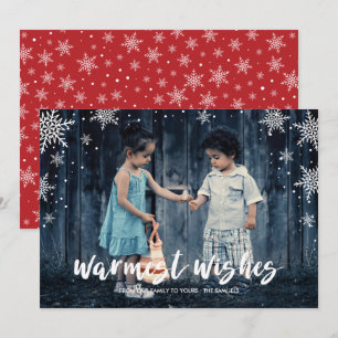 Cartão De Festividades Foto de Natal do Floco de Neve