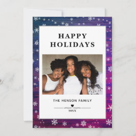 Cartão De Festividades Foto de Natal do Floco de Neve Russo de Madeira Ro