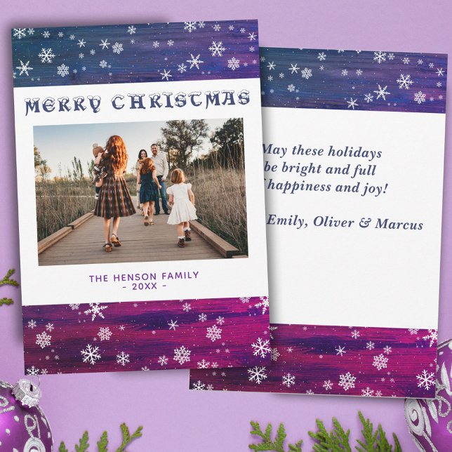 Cartão De Festividades Foto de Natal do Floco de Neve Russo de Madeira Ro (Criador carregado)