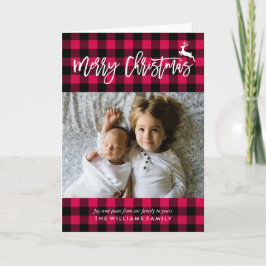 Cartão De Festividades Foto de Natal do Padrão de xadrez