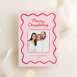 Cartão De Festividades Foto de Natal do Quadro de Onda de Portos Brancos 