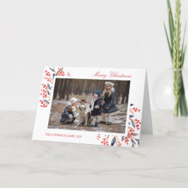 Cartão De Festividades Foto de Natal do Red Berry Foliage