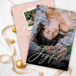 Cartão De Festividades Foto de Natal do Script de Escrita Manual Joyful