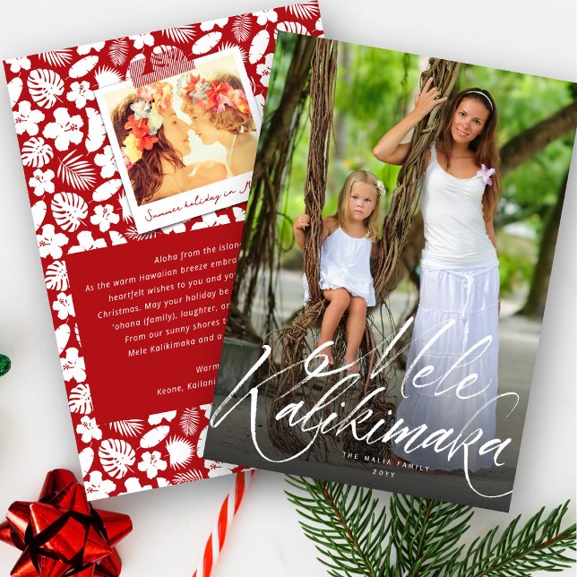 Cartão De Festividades Foto de Natal do Script de Pincel de Mele Kalikima (Melekimaka Christmas Card - Click on the 'Edit Using Design Tool' to further personalise your card.)